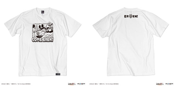「進撃の巨人」 The Final SeasonタイポグラフィTシャツ2(来い、エレン！) バニラホワイト L